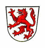 LogoWappen der kreisfreien Stadt Passau; In Silber ein steigender roter Wolf.