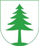 LogoWappen der Stadt Feuchtwangen; In Silber auf grünem Boden eine grüne Fichte.